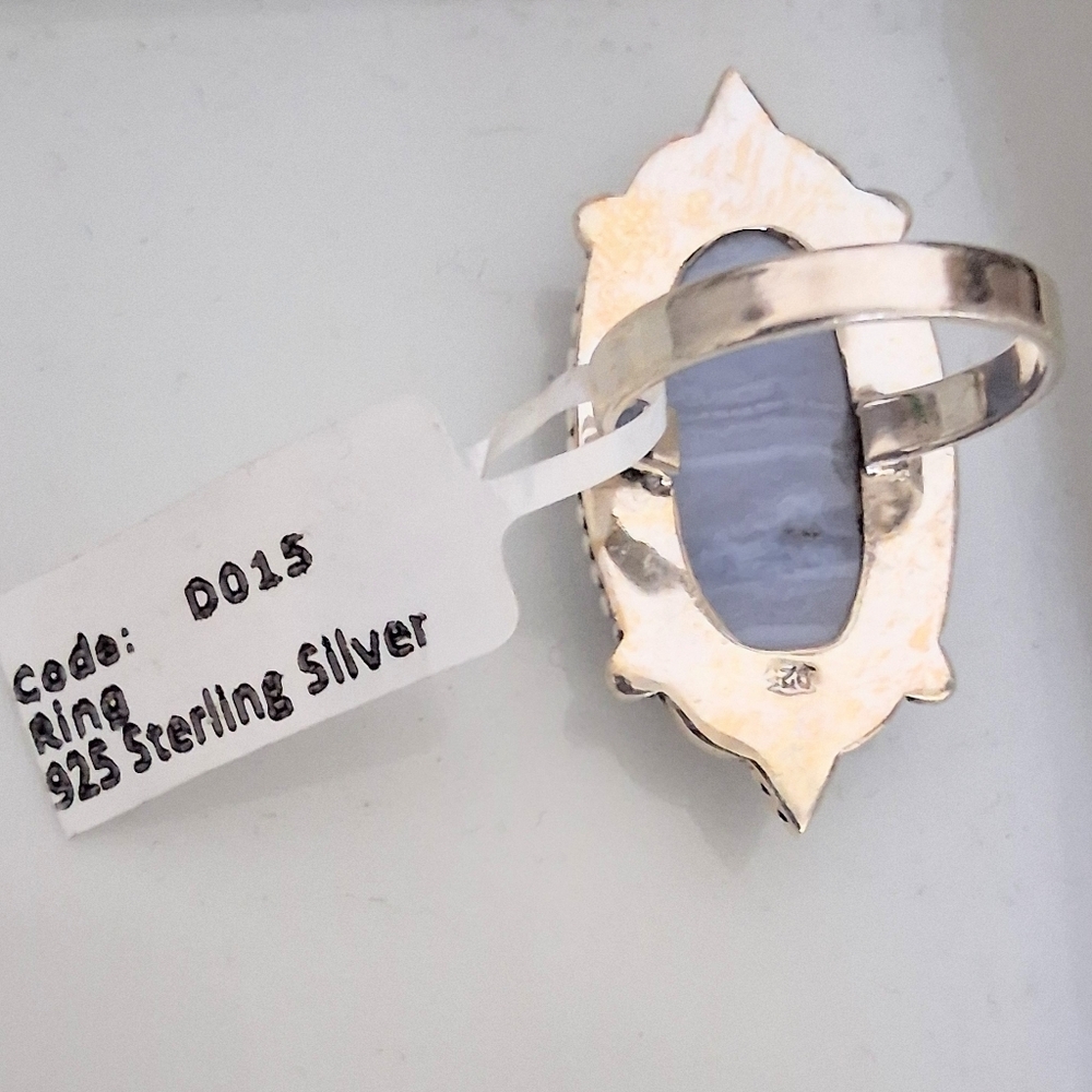 BLUE LACE AGATE RING 925 STERLING SILVER SIZE 7 - Picture 5 of 7